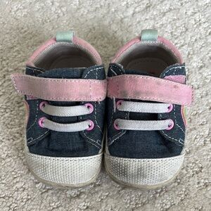 Blue and Pink Casual Sneakers with Velcro Strap